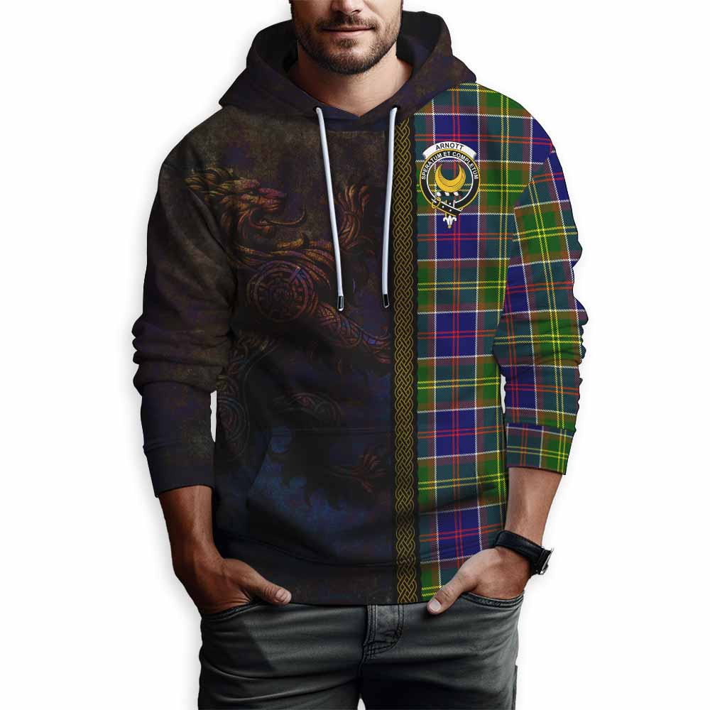 Arnott Tartan Family Crest Hoodie Alba Gu Brath Be Brave Lion Ancient Style Pullover Hoodie - Tartan Vibes Clothing