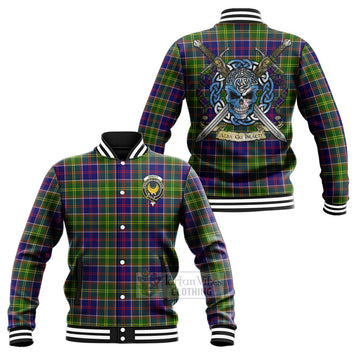 Arnott Tartan Baseball Jacket with Family Crest Celtic Skull Style Unisex - Tartan Vibes Clothing