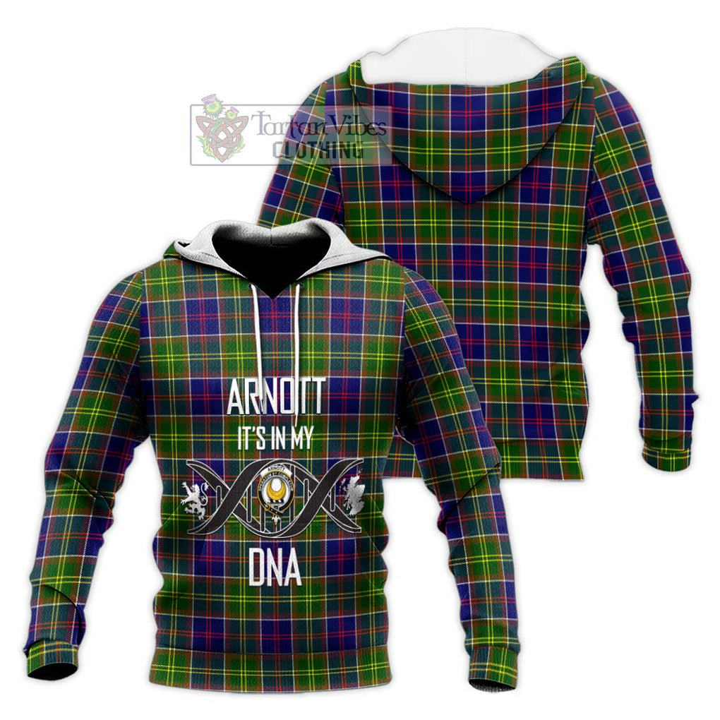Arnott Tartan Knitted Hoodie with Family Crest DNA In Me Style Unisex Knitted Pullover Hoodie - Tartan Vibes Clothing