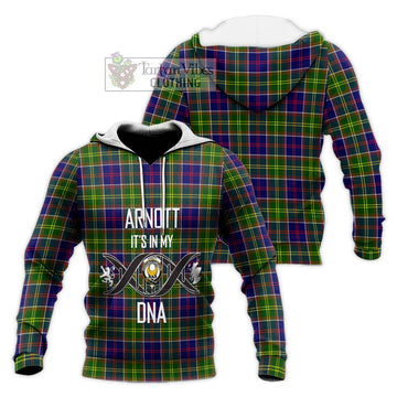 Arnott Tartan Knitted Hoodie with Family Crest DNA In Me Style Unisex Knitted Pullover Hoodie - Tartan Vibes Clothing