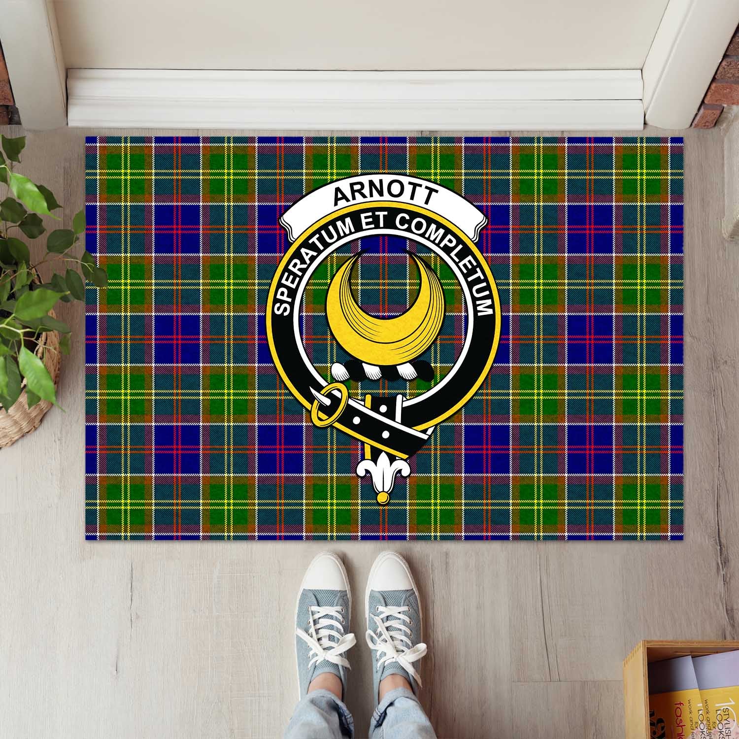 Arnott Tartan Rubber Doormat with Family Crest L 60*90cm - Tartan Vibes Clothing