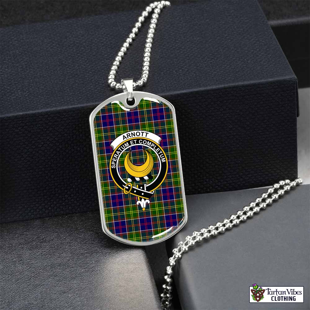 Arnott Tartan Dog Tag Necklace with Family Crest Silver No - Tartan Vibes Clothing
