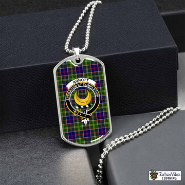 Tartan Vibes Clothing Arnott Tartan Dog Tag Necklace with Family Crest