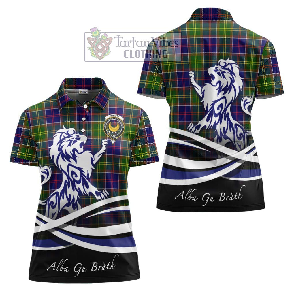 Arnott Tartan Women's Polo Shirt with Alba Gu Brath Regal Lion Emblem Women - Tartan Vibes Clothing
