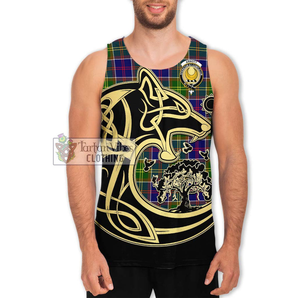 Arnott Tartan Men's Tank Top with Family Crest Celtic Wolf Style Men - Tartan Vibes Clothing