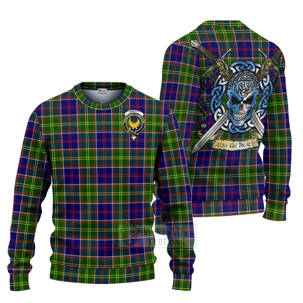 Arnott Tartan Ugly Sweater with Family Crest Celtic Skull Style Unisex - Tartan Vibes Clothing