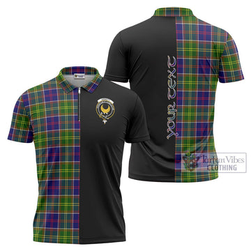 Arnott Tartan Zipper Polo Shirt with Family Crest and Half Of Me Style Unisex - Tartan Vibes Clothing