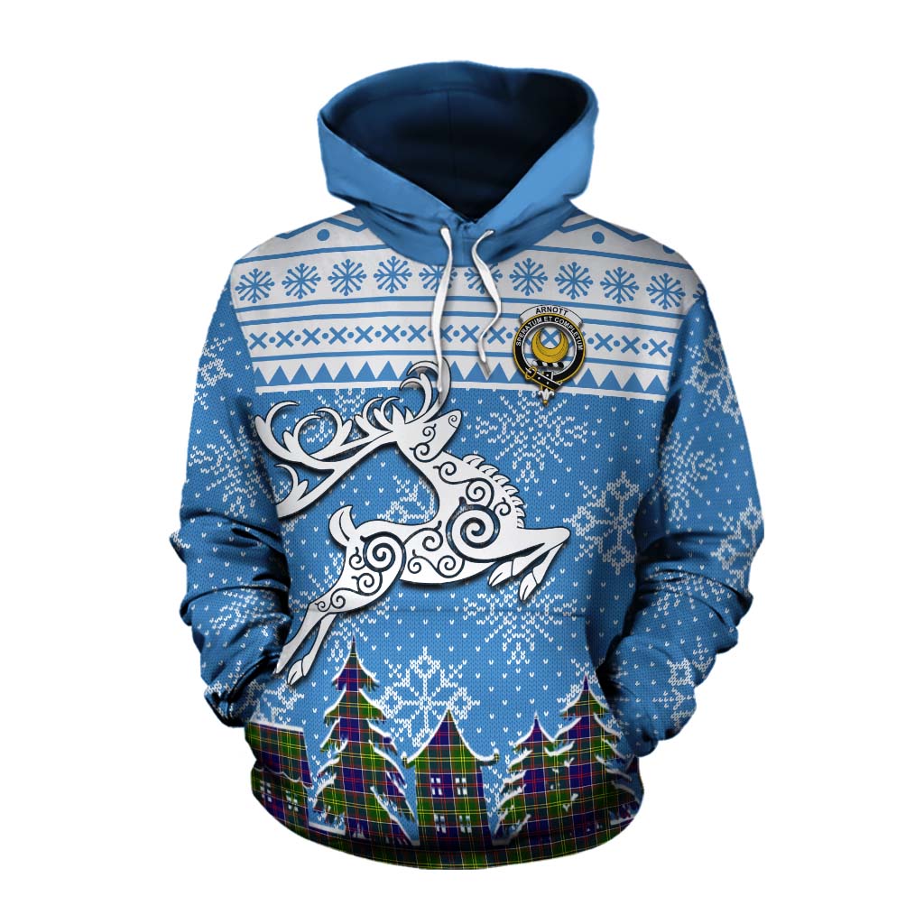Arnott Clan Christmas Cotton Hoodie Celtic Reindeer Style Pullover Hoodie XS - Tartan Vibes Clothing