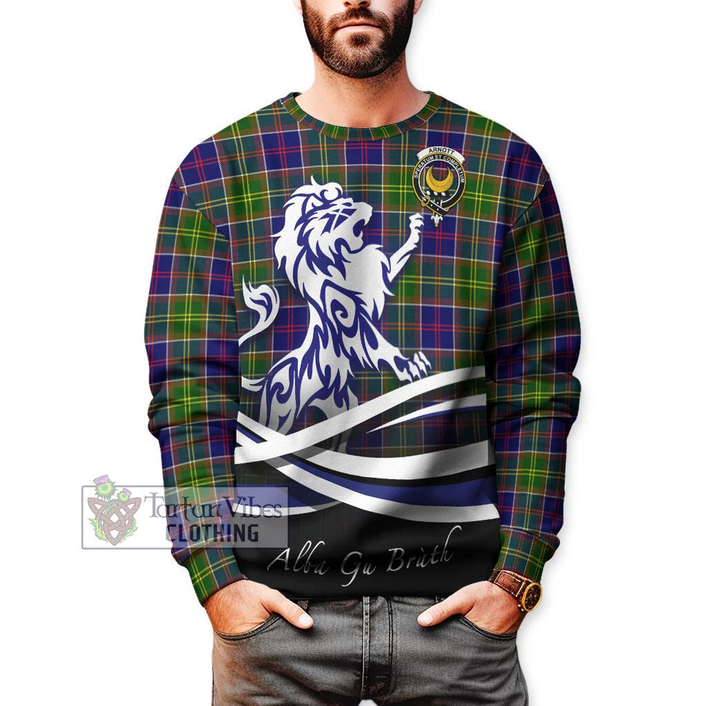 Arnott Tartan Sweatshirt with Alba Gu Brath Regal Lion Emblem Unisex - Tartan Vibes Clothing