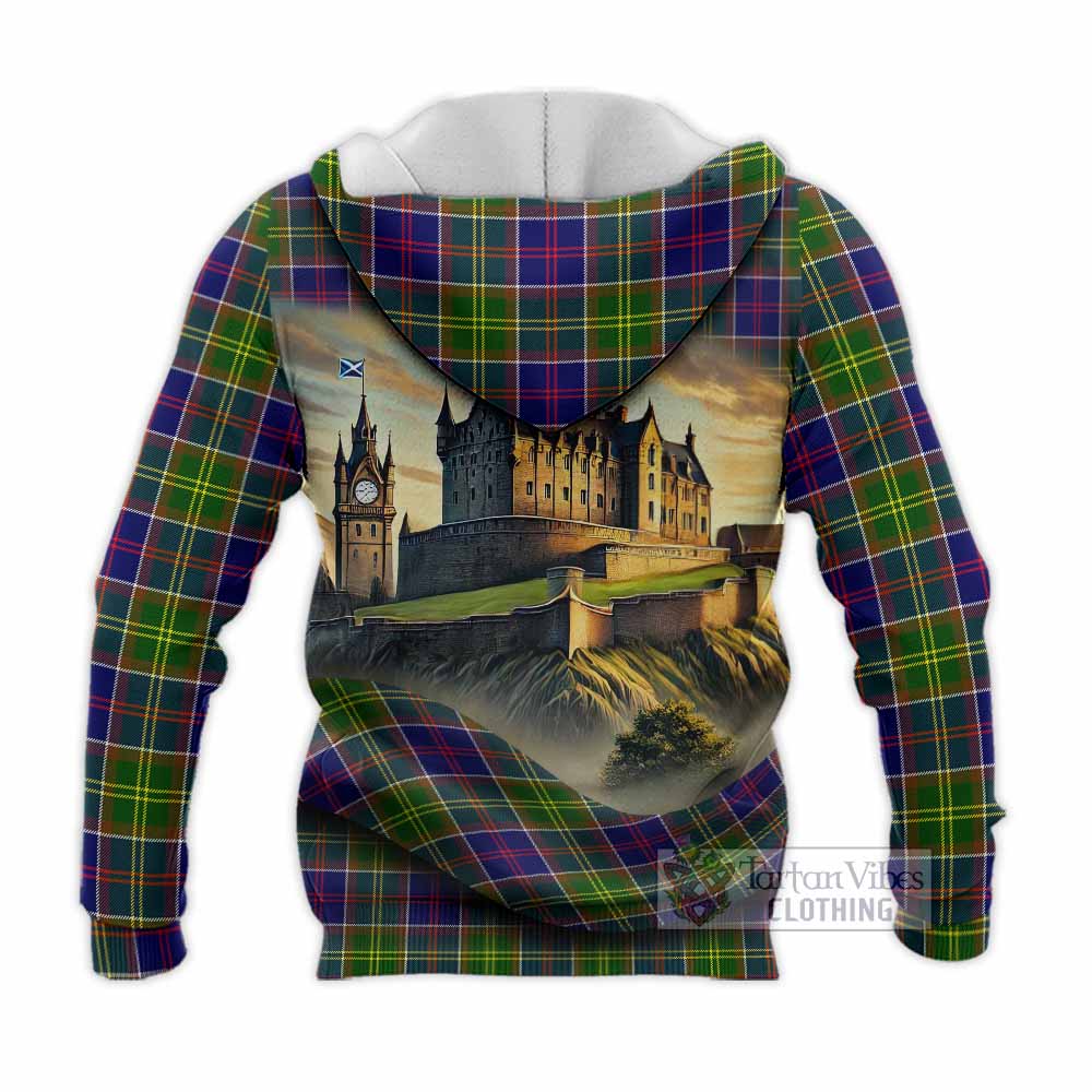 Arnott Tartan Family Crest Knitted Hoodie with Scottish Ancient Castle Style - Tartan Vibes Clothing