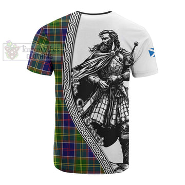 Arnott Tartan Clan Crest Cotton T-shirt with Highlander Warrior Celtic Style