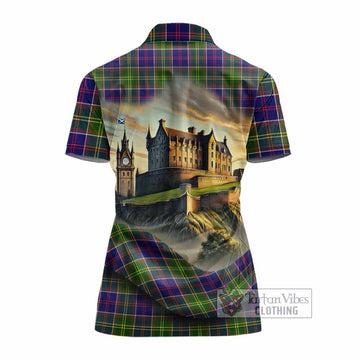 Arnott Tartan Family Crest Women's Polo Shirt with Scottish Ancient Castle Style - Tartan Vibes Clothing