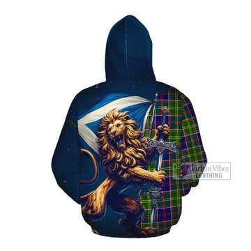 Arnott Tartan Family Crest Cotton Hoodie with Scottish Majestic Lion Pullover Hoodie - Tartan Vibes Clothing