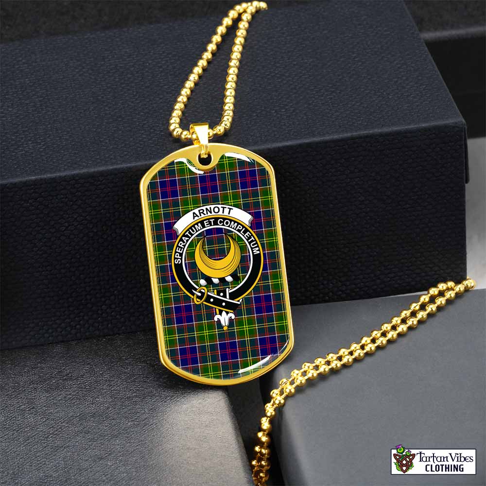 Arnott Tartan Dog Tag Necklace with Family Crest Gold No - Tartan Vibes Clothing