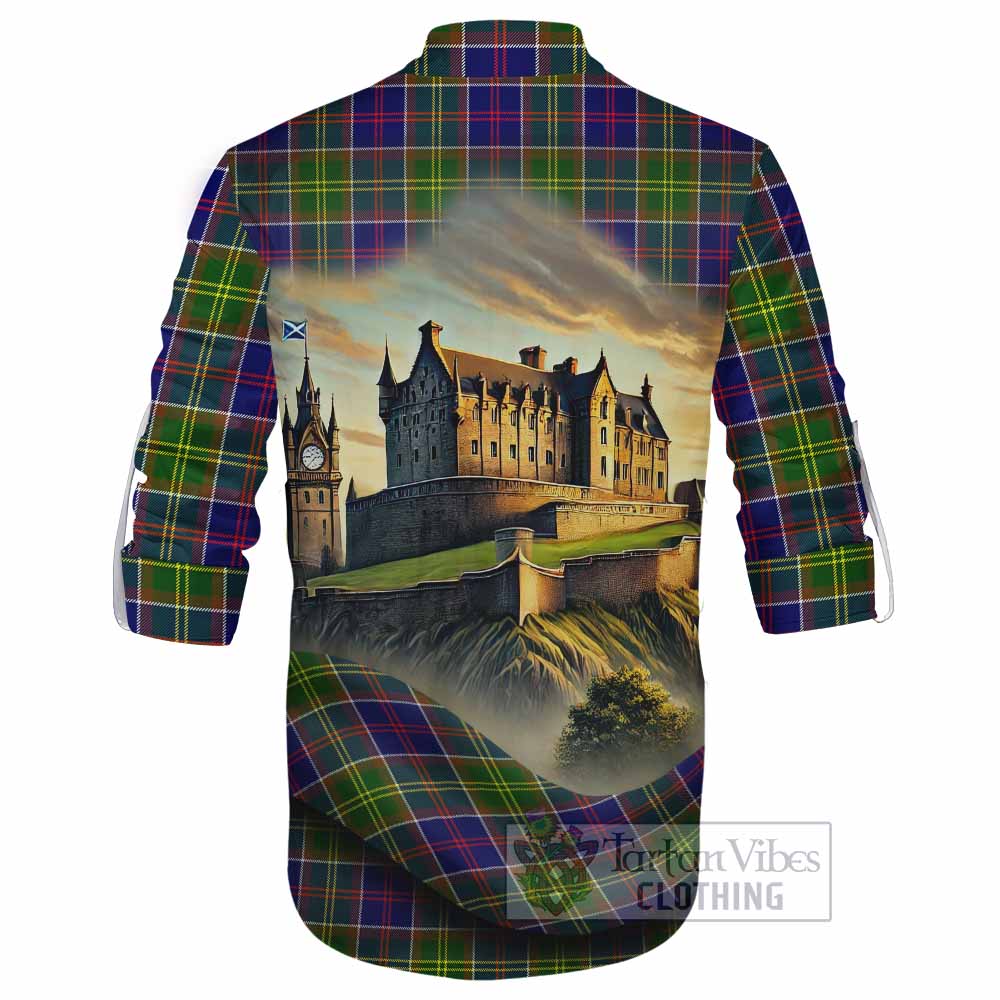 Arnott Tartan Family Crest Ghillie Kilt Shirt with Scottish Ancient Castle Style - Tartan Vibes Clothing
