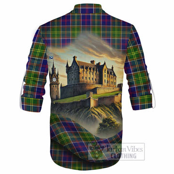 Arnott Tartan Family Crest Ghillie Kilt Shirt with Scottish Ancient Castle Style - Tartan Vibes Clothing