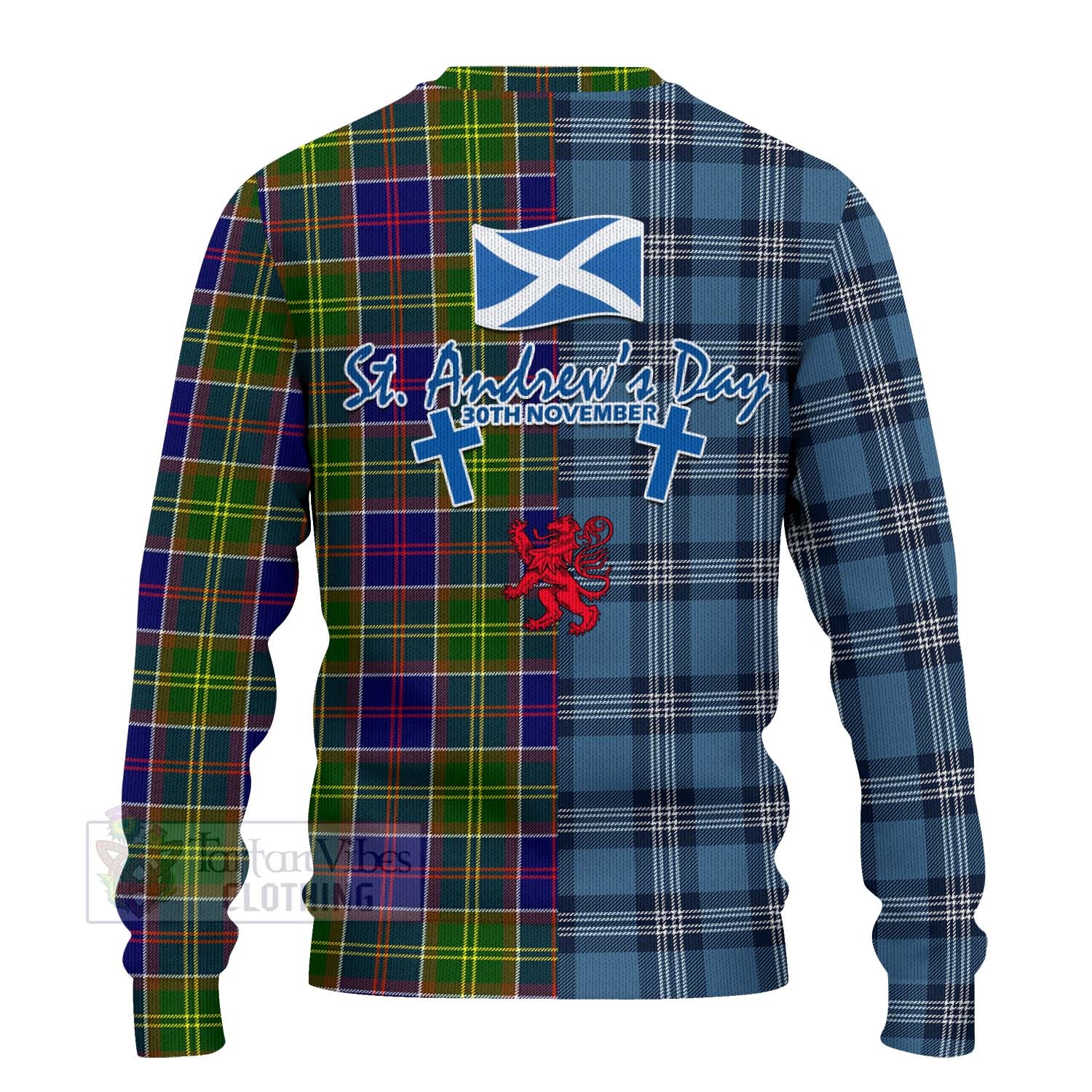Arnott Tartan Knitted Sweater Happy St. Andrew's Day Half Tartan Style - Tartan Vibes Clothing