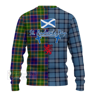 Arnott Tartan Knitted Sweater Happy St. Andrew's Day Half Tartan Style - Tartan Vibes Clothing