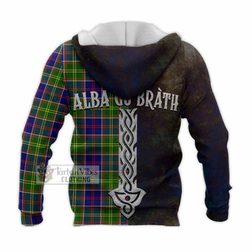 Arnott Tartan Family Crest Knitted Hoodie Alba Gu Brath Be Brave Lion Ancient Style - Tartan Vibes Clothing