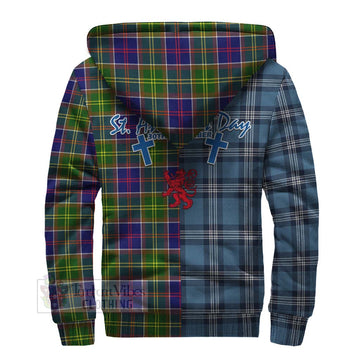 Arnott Tartan Sherpa Hoodie Happy St. Andrew's Day Half Tartan Style - Tartan Vibes Clothing