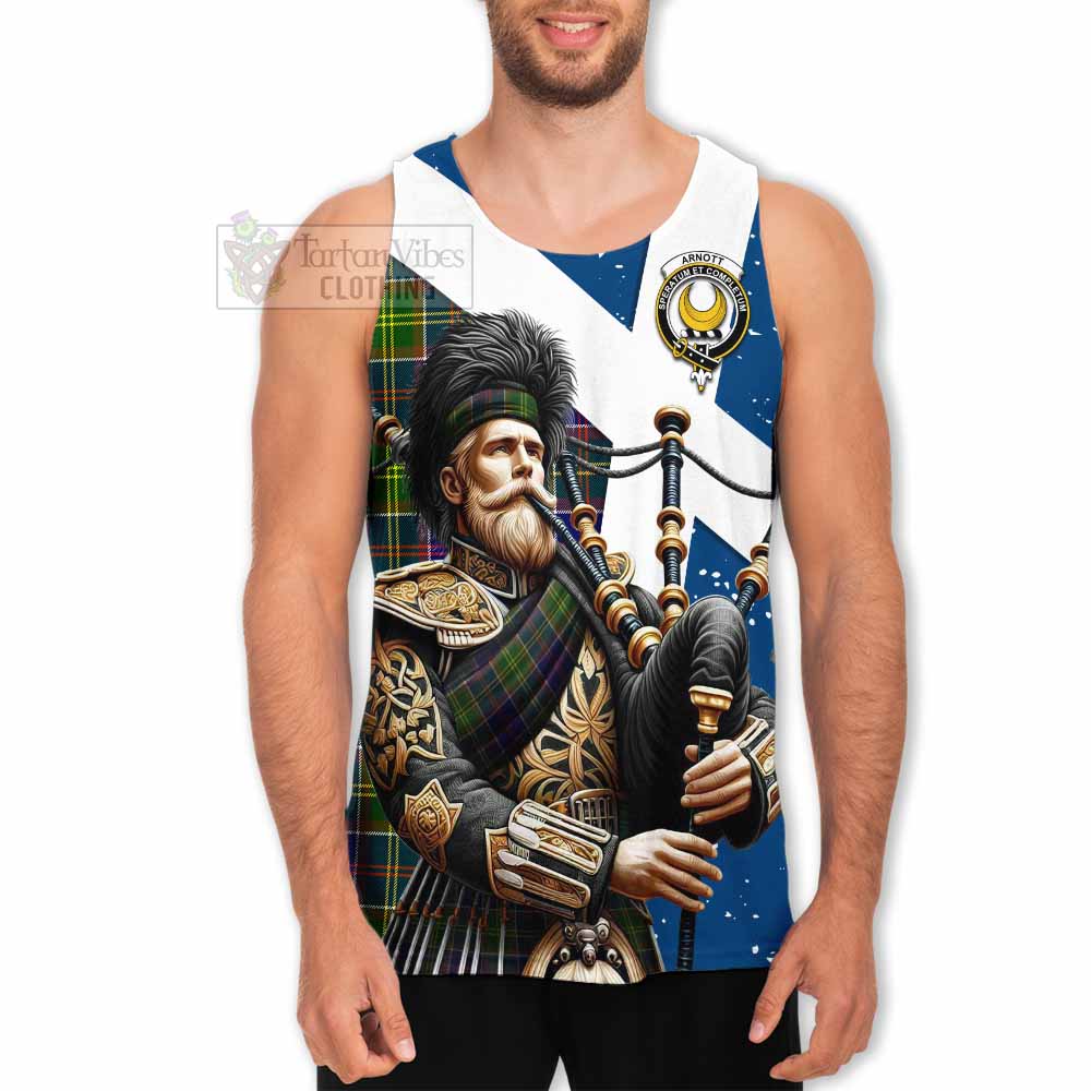 Arnott Tartan Men's Tank Top with Family Crest Scottish Bagpiper Vibes - Tartan Vibes Clothing