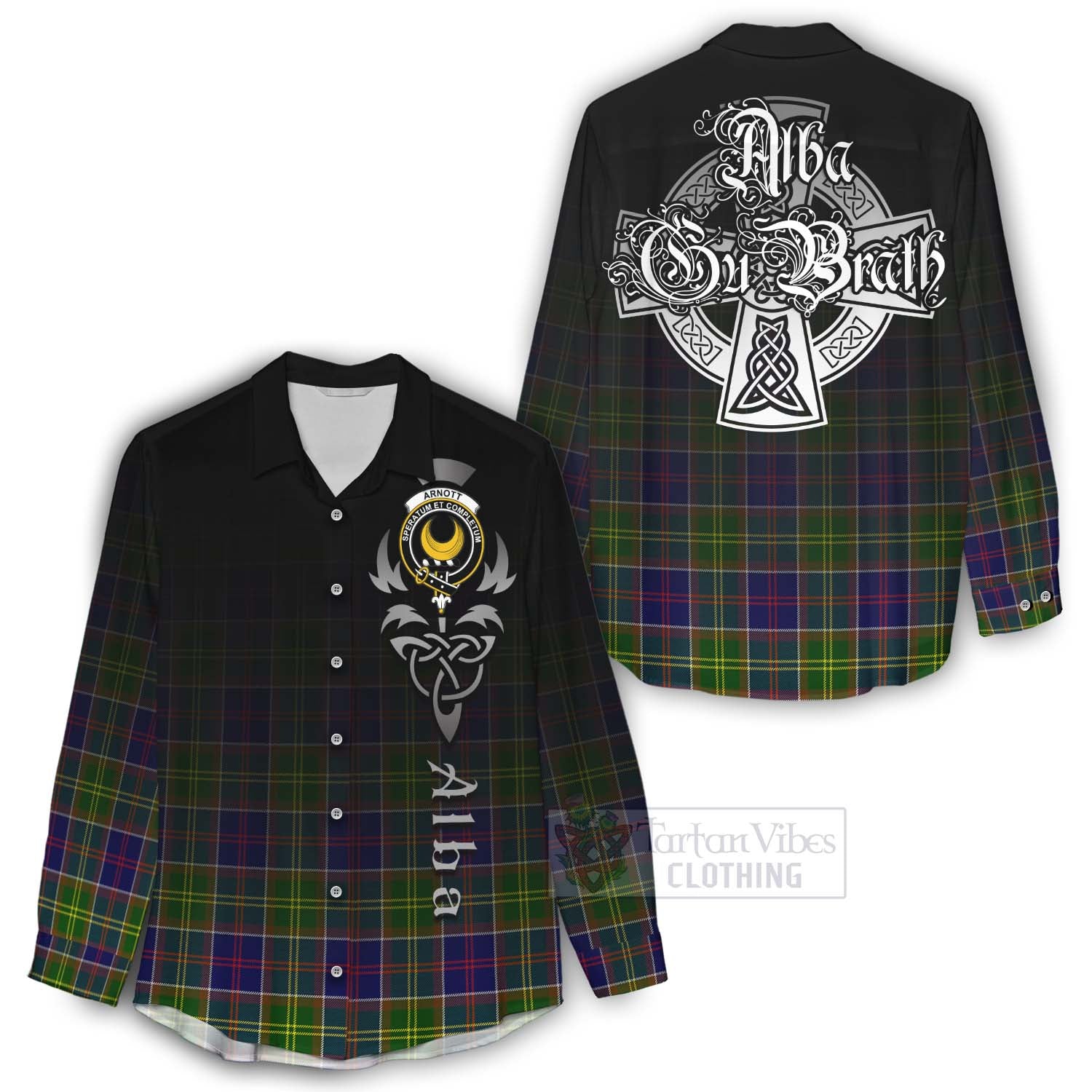 Arnott Tartan Women's Casual Shirt Featuring Alba Gu Brath Family Crest Celtic Inspired - Tartan Vibes Clothing