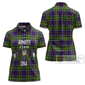 Arnott Tartan Women's Polo Shirt with Family Crest DNA In Me Style - Tartan Vibes Clothing