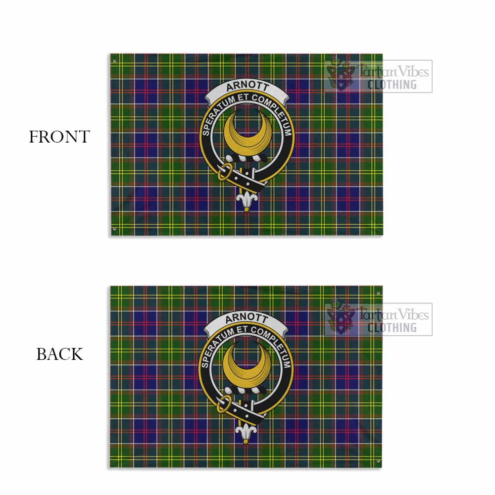 Tartan Vibes Clothing Arnott Tartan House Flag with Family Crest