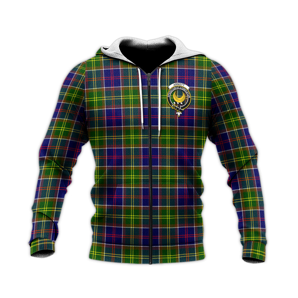 Arnott Tartan Knitted Hoodie with Family Crest Unisex Knitted Zip Hoodie - Tartan Vibes Clothing
