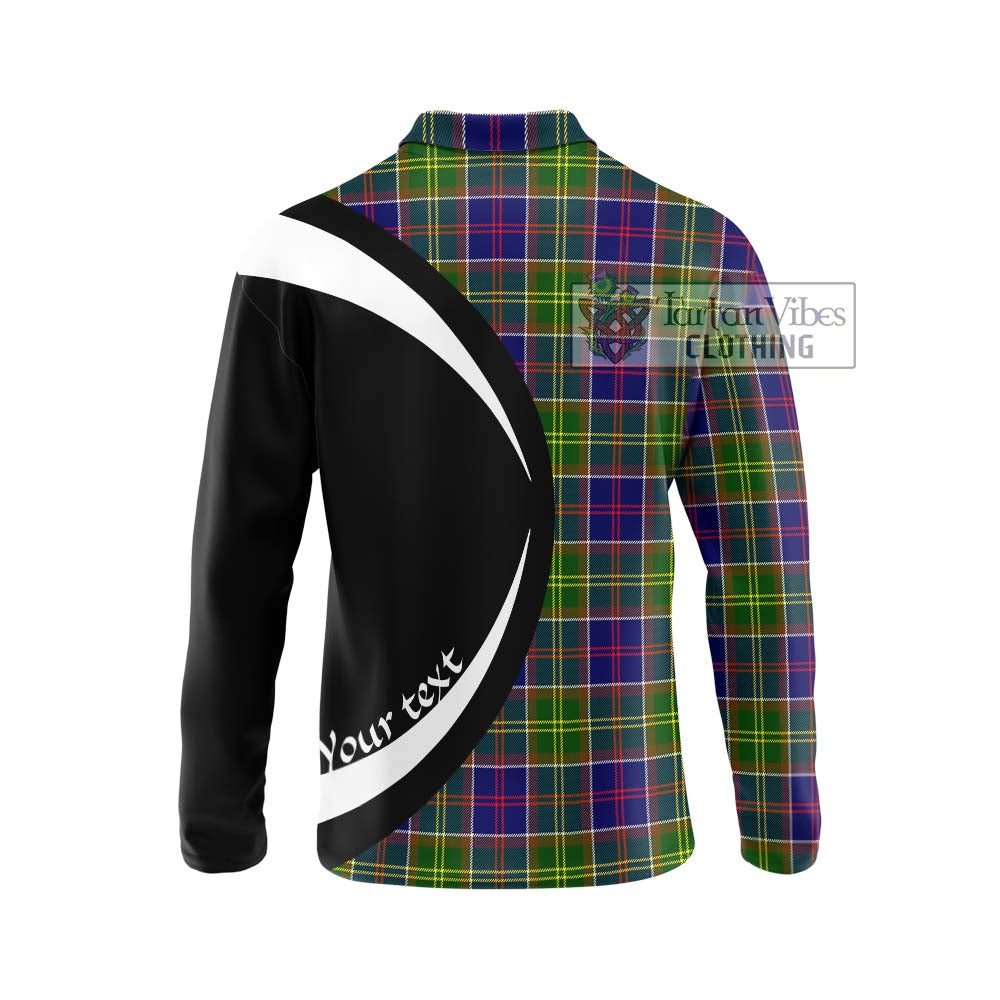 Arnott Tartan Long Sleeve Polo Shirt with Family Crest Circle Style - Tartan Vibes Clothing