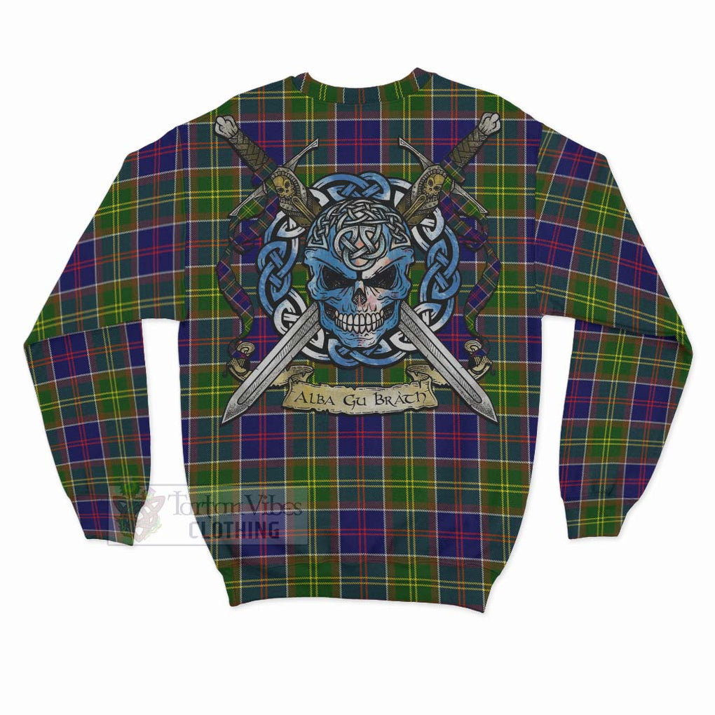 Arnott Tartan Sweatshirt with Family Crest Celtic Skull Style - Tartan Vibes Clothing