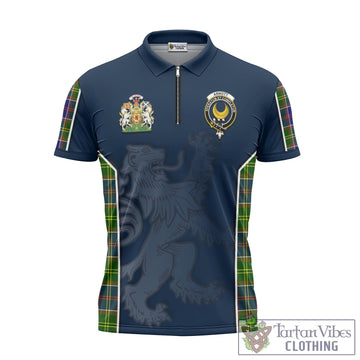 Arnott Tartan Zipper Polo Shirt with Family Crest and Lion Rampant Vibes Sport Style - Tartan Vibes Clothing