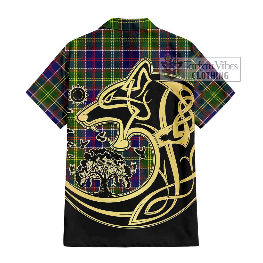 Arnott Tartan Hawaiian Shirt with Family Crest Celtic Wolf Style - Tartan Vibes Clothing