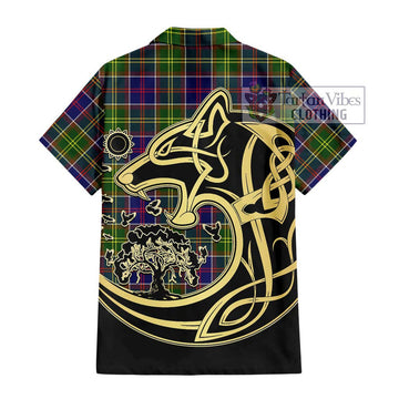 Arnott Tartan Hawaiian Shirt with Family Crest Celtic Wolf Style - Tartan Vibes Clothing