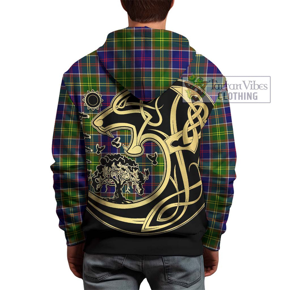Arnott Tartan Hoodie with Family Crest Celtic Wolf Style - Tartan Vibes Clothing