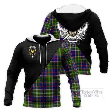 Arnott Tartan Knitted Hoodie with Family Crest and Military Logo Style Unisex Knitted Zip Hoodie - Tartan Vibes Clothing