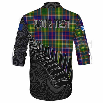 Arnott Crest Tartan Ghillie Kilt Shirt with New Zealand Silver Fern Half Style - Tartan Vibes Clothing