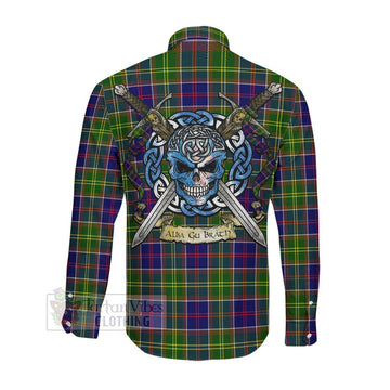 Arnott Tartan Long Sleeve Button Shirt with Family Crest Celtic Skull Style Men's Shirt - Tartan Vibes Clothing