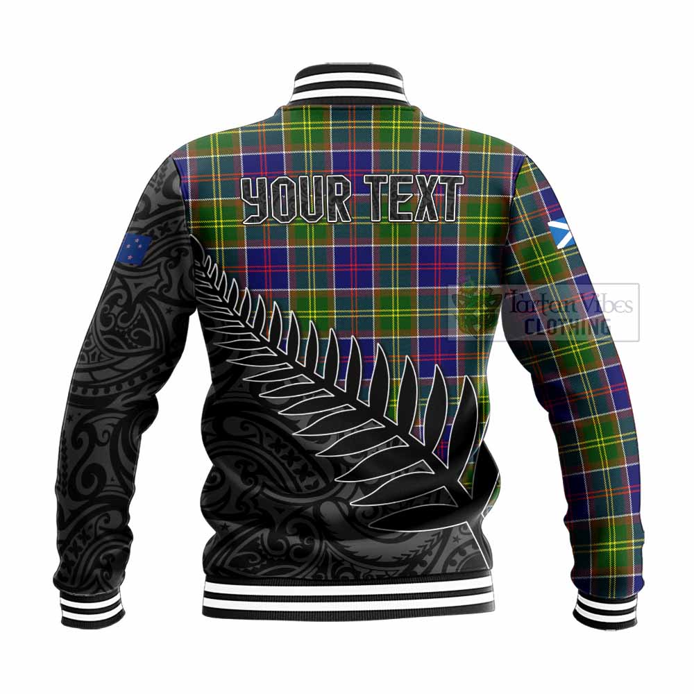 Arnott Crest Tartan Baseball Jacket with New Zealand Silver Fern Half Style - Tartan Vibes Clothing
