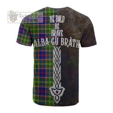 Arnott Tartan Family Crest Cotton T-shirt Alba Gu Brath Be Brave Lion Ancient Style