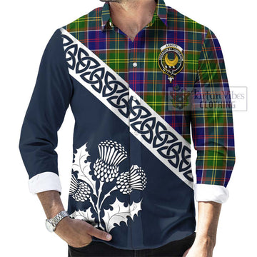 Arnott Tartan Long Sleeve Button Shirt Featuring Thistle and Scotland Map Men's Shirt - Tartan Vibes Clothing