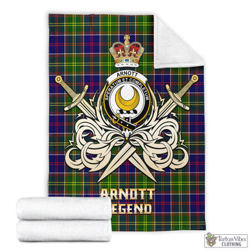 Arnott Tartan Blanket with Clan Crest and the Golden Sword of Courageous Legacy - Tartan Vibes Clothing