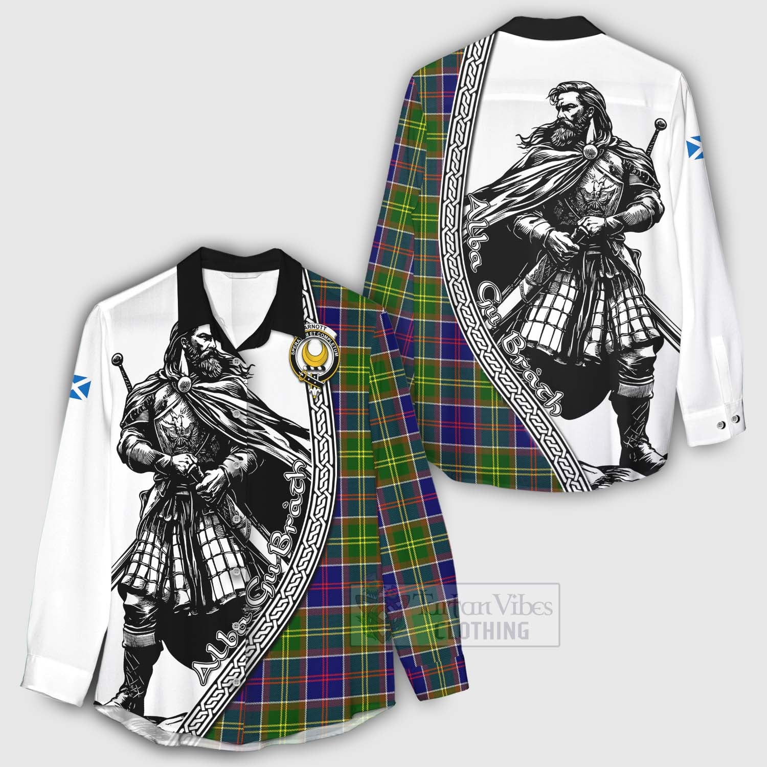 Arnott Tartan Clan Crest Women's Casual Shirt with Highlander Warrior Celtic Style - Tartan Vibes Clothing