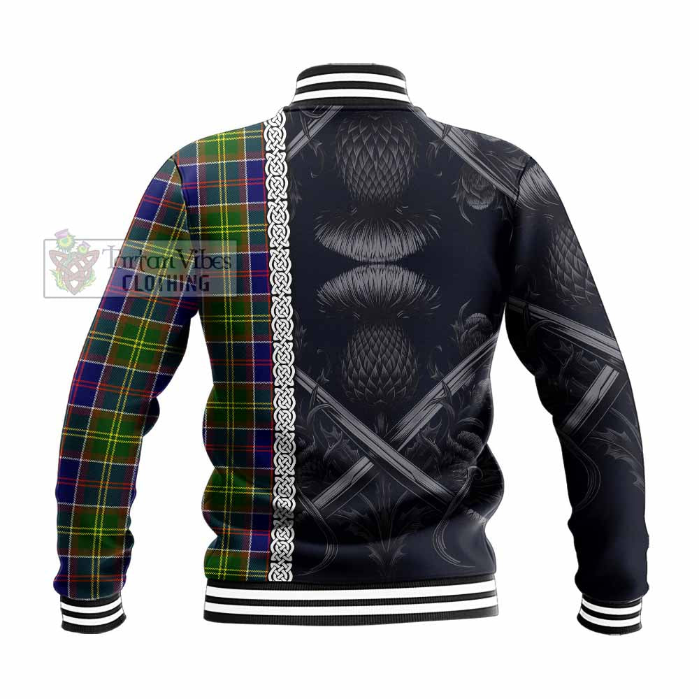 Arnott Tartan Baseball Jacket with Family Crest Cross Sword Thistle Celtic Vibes - Tartan Vibes Clothing