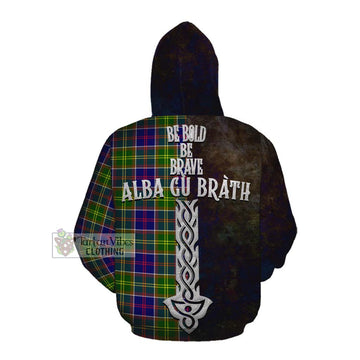 Arnott Tartan Family Crest Cotton Hoodie Alba Gu Brath Be Brave Lion Ancient Style Pullover Hoodie - Tartan Vibes Clothing