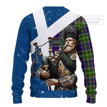 Arnott Tartan Knitted Sweater with Family Crest Scottish Bagpiper Vibes - Tartan Vibes Clothing