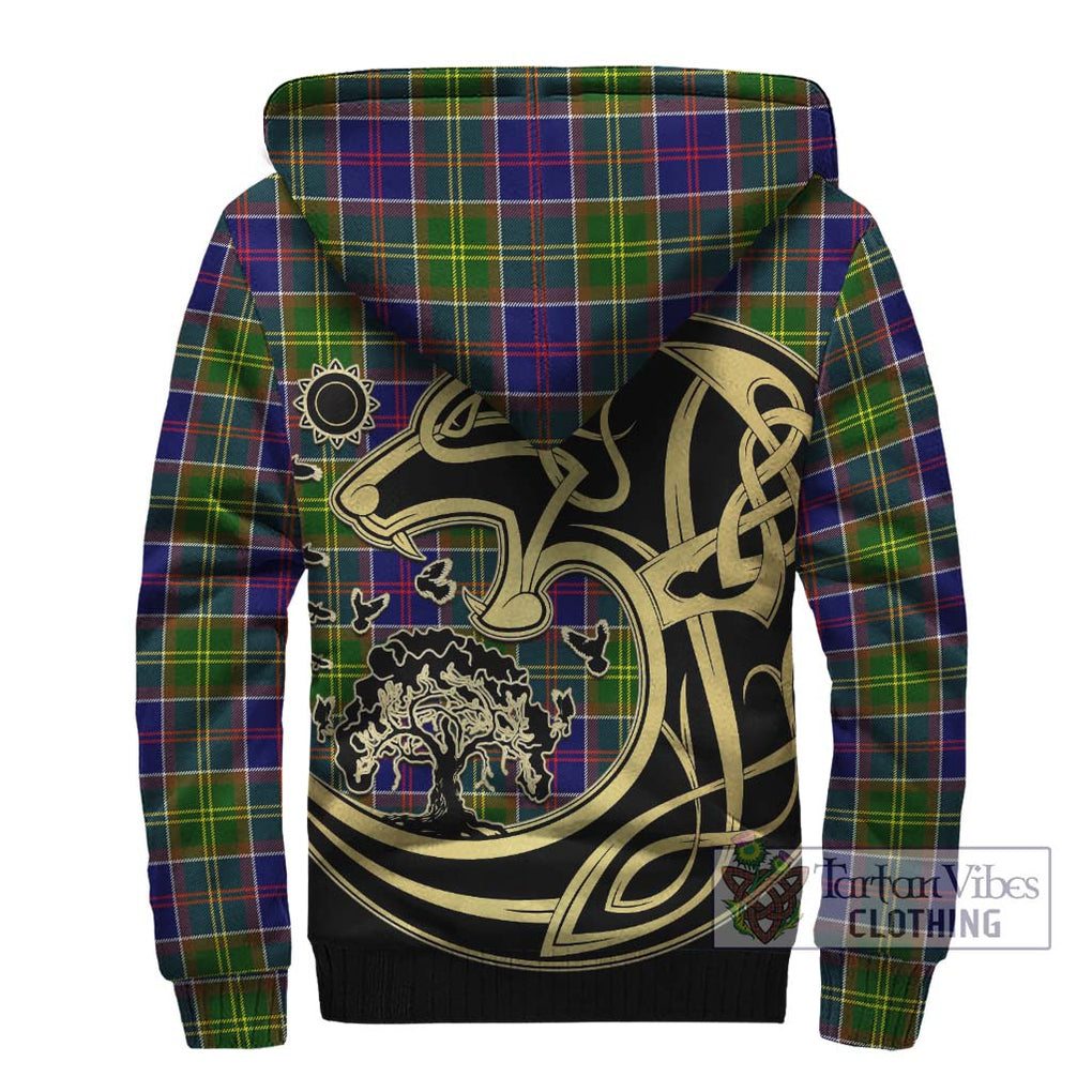 Arnott Tartan Sherpa Hoodie with Family Crest Celtic Wolf Style - Tartan Vibes Clothing