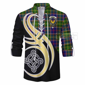 Arnott Tartan Ghillie Kilt Shirt with Family Crest and Celtic Symbol Style - Tartan Vibes Clothing