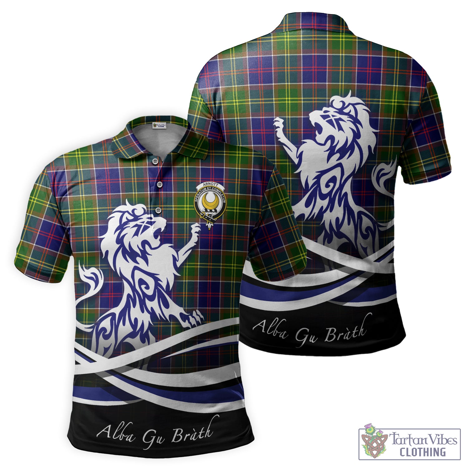 Arnott Tartan Polo Shirt with Alba Gu Brath Regal Lion Emblem - Tartan Vibes Clothing