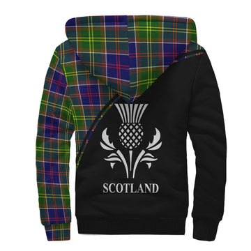 Arnott Tartan Sherpa Hoodie with Family Crest Curve Style - Tartan Vibes Clothing